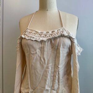Cream Off-Shoulder Crochet Top